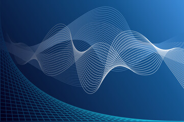 Modern abstract background featuring flowing white lines and a gradient blue backdrop, perfect for digital design, web design, and presentations. Clean and versatile visual.