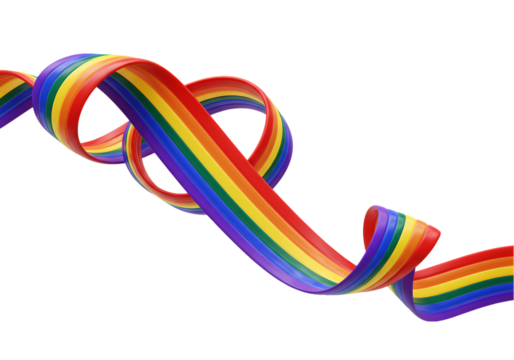Rainbow Ribbon LGBTQ Pride Gay Pride LGBT Flag Symbol on Transparent background