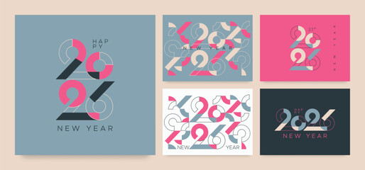 Happy new year 2026. Creative concept of 2026 new year with trendy and modern design for card, banner, template, poster, flyer, cover and media post