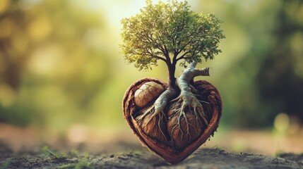 A tree is growing out of a heart