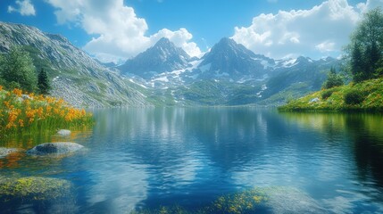 Fototapeta premium Mountain lake landscape