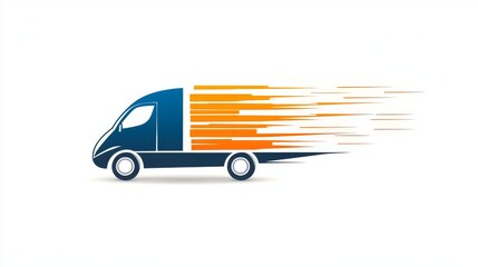 Naklejka premium Vibrant abstract depiction of a fast-moving cargo truck in transit for innovative logistics and transportation design