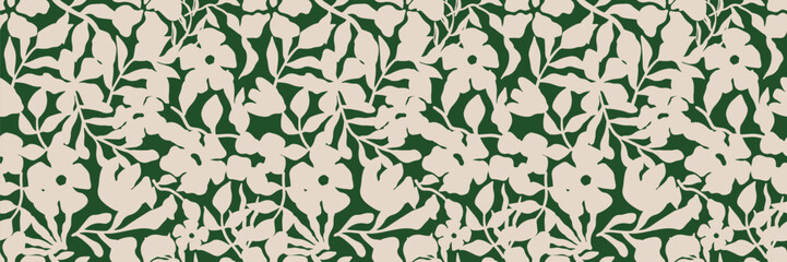 Floral abstract seamless pattern background. Hand drawn minimal abstract pattern. Collage contemporary print. Fashionable template for fabric, textiles, clothing, wrapping paper, banner, home decor