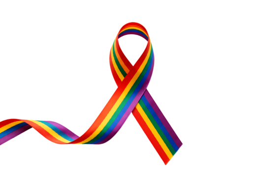Rainbow Ribbon LGBTQ Pride Awareness Symbol Support on Transparent background