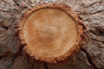Tree Stump Cross-Section: Rustic, Textured Wood Art