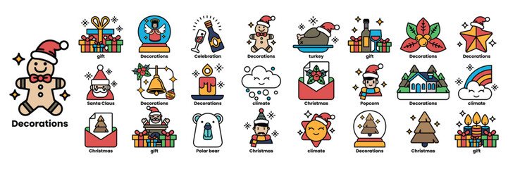 Decorations are a collection of various Christmas themed icons
