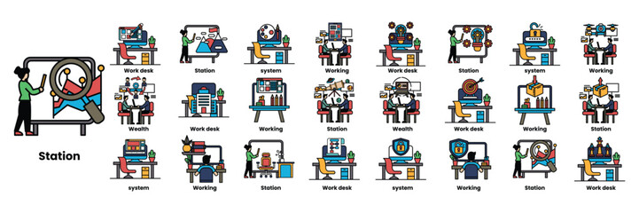 A series of images of people working at a desk