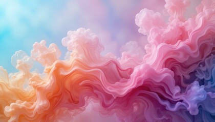 Obraz premium Pastel ink flow with translucent overlapping shapes