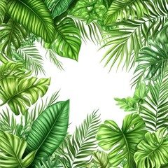 Fototapeta premium A tropical leaf frame design is suitable for event invitations and nature-themed decorations