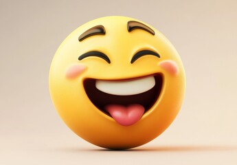 Fototapeta premium A digital illustration of a winking face with a friendly look, positioned on a white background, serves design needs for communication and messaging