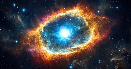 Obraz premium Cosmic eye; vibrant nebula, swirling colors, stellar explosion