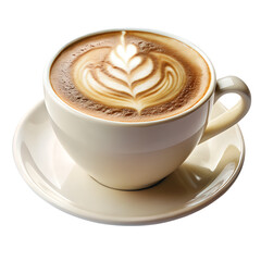 cup of cappuccino isolated on white background.  PNG Transparent file type with High Definition Quality.