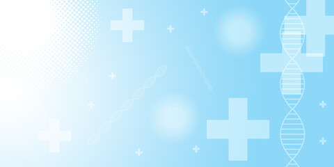 Medical concept background. Gene and Plus Sign with hexagon grid on light blue background