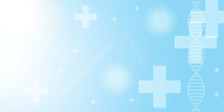 Medical concept background. Gene and Plus Sign with hexagon grid on light blue background