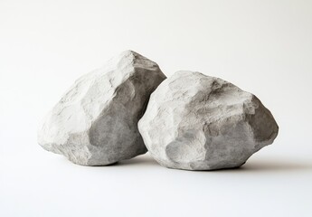 Two rough, light gray rocks sit side by side