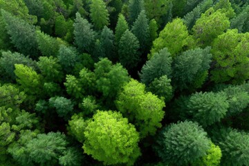 Fototapeta premium Aerial View of Lush Green Canopy: A Serene Forest Scene