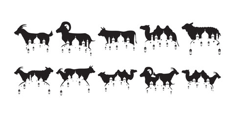 Fototapeta premium Eid Al-Adha Sacrificial Animals Silhouette