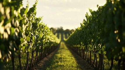 lush vineyard with grapevines heavy with ripe fruit
