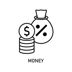 Icon a money, isolated against a clean background.