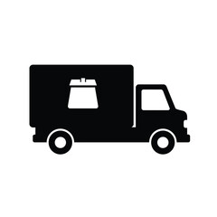 Minimalist black and white delivery truck icon perfect for logistics and transportation concepts