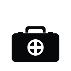 Simple black and white icon of a first aid kit ready for healthcare and emergency response