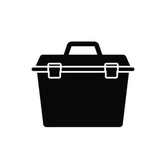 Minimalist black toolbox icon illustrating repair construction and technical service concepts
