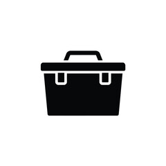 Vector illustration of a black toolbox icon representing repair and construction