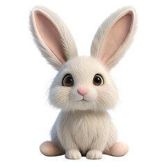 Fototapeta premium white rabbit cartoon caracter isolated on white background. PNG Transparent file type with High Definition Quality