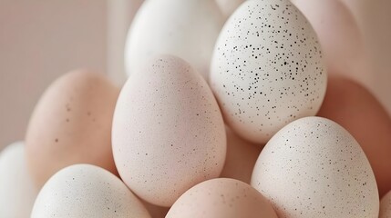 Collection of Pastel Colored Eggs Stacked Together in a Pyramid Form