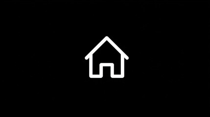 Clean White on Black Home Icon Simple House Vector Graphic Minimalist Real Estate Symbol Property Design Element Building Pictogram
