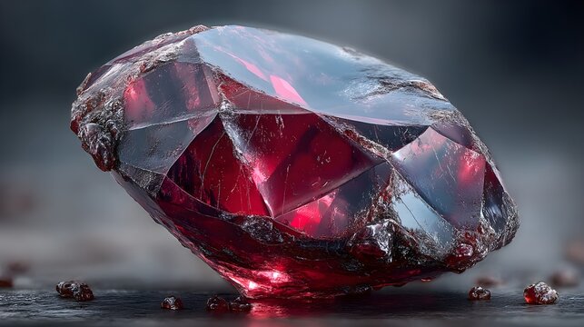 3D gem icon, polished ruby or diamond glowing with light rays, currency for games