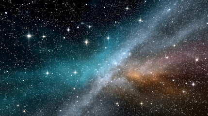 Naklejka premium Starry night sky with colorful galaxy and bright stars shining in deep space