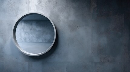 Round Mirror Focus, Circular mirror on textured wall in modern minimalist space
