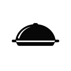 Black and white illustrated serving tray with a dome lid perfect for food presentation