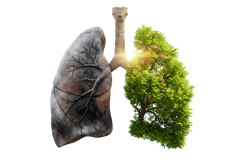 Healthy vs Damaged Lungs Smoking Effects  Lung Health on Transparent background