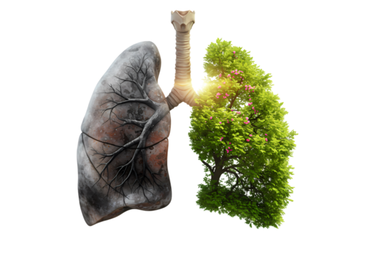 Healthy vs Damaged Lungs Smoking Effects  Lung Health on Transparent background