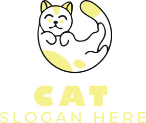 Cartoon Style Lemon Yellow Cat Vector – Isolated on White Background