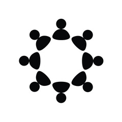 Abstract illustration of a group of people connected in a circular formation for teamwork