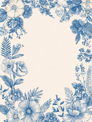 Elegant Blue Floral Frame for Invitations and Greetings