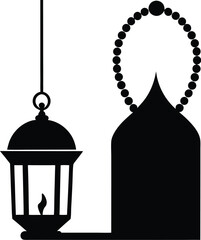 Islamic Tasbeeh (Prayer Beads) Silhouette Vector Illustrations, Minimalist Tasbeeh Silhouette Art for Islamic Worship Themes