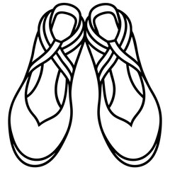 Ballet Slippers Silhouette Vector on White