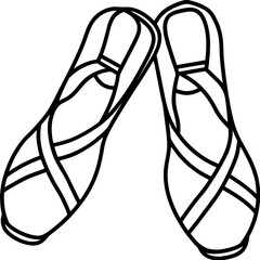 Ballet Slippers Silhouette Vector on White