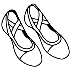 Ballet Slippers Silhouette Vector on White © Monir