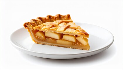 Delicious Homemade Apple Pie Slice on White Plate Perfect for Autumn Dessert Recipes