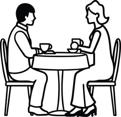 two people sitting at a table silhouette 