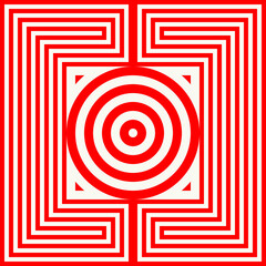 Circles, triangles ornament. Linear seamless pattern. Abstract background. Mosaic vector. Geometric illustration. Embroidery backdrop. Ethnic image. Tiles motif