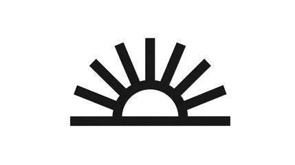 Doodle Style Sunrise Icon Solid Black Silhouette on White Background Simple Sun Graphic Morning Light Symbol Hand Drawn Style Dawn Vector
