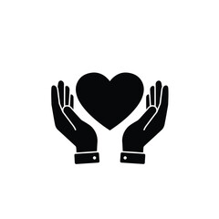 Hands holding a heart shape icon illustrating concepts of love charity and support