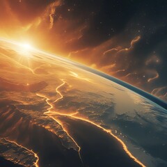 Surreal Space Phenomenon Earth's Dramatic Pole Shift in Vivid Cinematic Space Scene