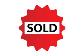 sold stamp, tag, badge icon on white background.
